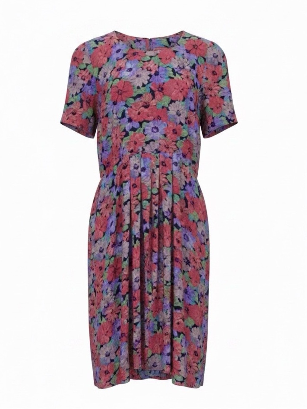 Vintage | Vibrant Abstract Floral Print Midi Dress
